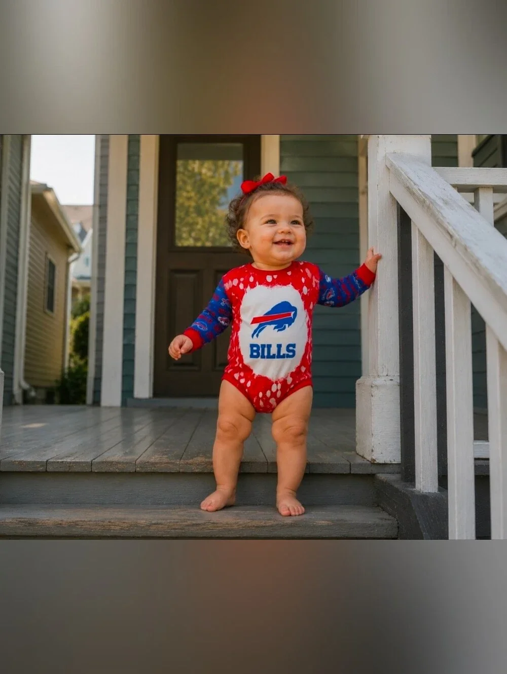 Buffalo Bills Baby Romper, Long Sleeve Football Bodysuit, Baby Football Outfit